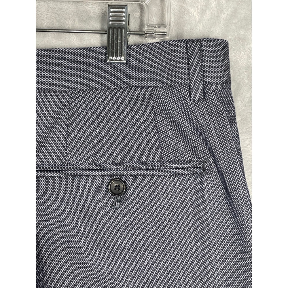 Spier & Mackay Mens 36 Wool Contemporary Normal Trousers Blue Grey Micro Pattern